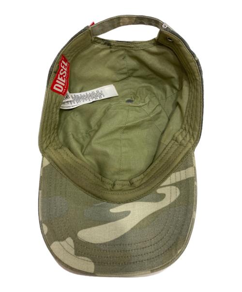 DIESEL（ディーゼル）DIESEL (ディーゼル) C-KADER Camo baseball cap with creased print グリーンの古着・服飾アイテム