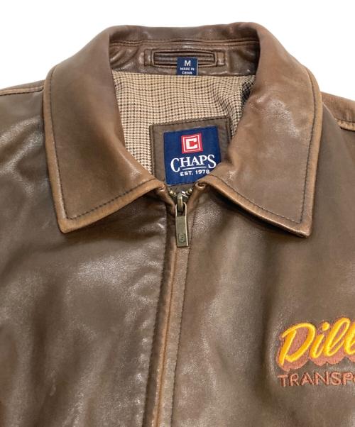 CHAPS（チャップス）CHAPS (チャップス) ロゴ刺繍スイング型レザージャケット ブラウン サイズ:Mの古着・服飾アイテム
