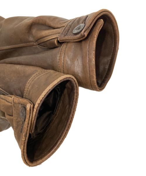 CHAPS（チャップス）CHAPS (チャップス) ロゴ刺繍スイング型レザージャケット ブラウン サイズ:Mの古着・服飾アイテム