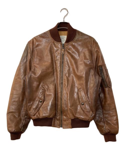 SanFrancisco Aviation（サンフランシスコアビエーション）SanFrancisco Aviation (サンフランシスコアビエーション) MA-1 TYPE レザージャケット ブラウン サイズ:42の古着・服飾アイテム