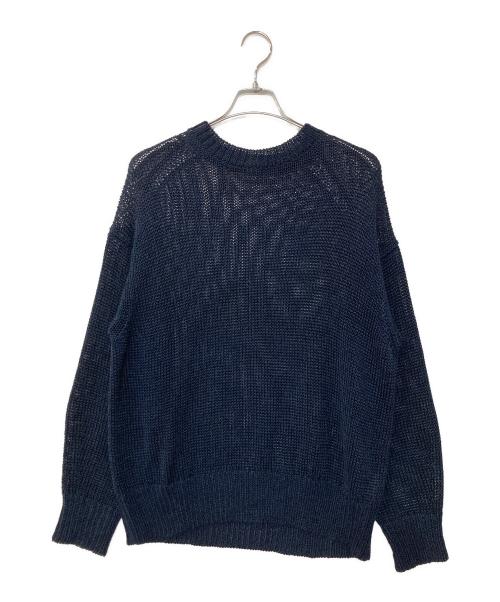 MEIAS（メイアス）MEIAS (メイアス) BRIGHT LINEN LOW GAUGE PULL OVER ネイビー サイズ:Lの古着・服飾アイテム