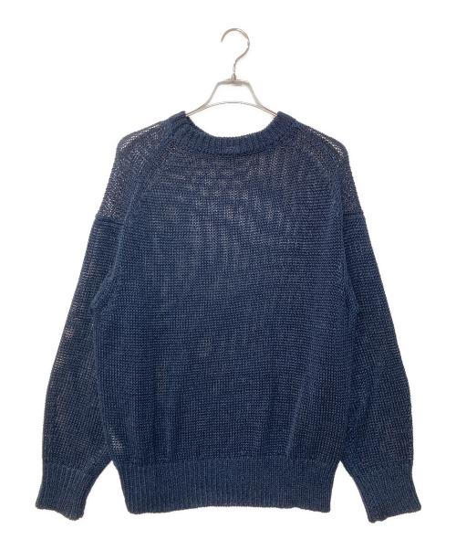 MEIAS（メイアス）MEIAS (メイアス) BRIGHT LINEN LOW GAUGE PULL OVER ネイビー サイズ:Lの古着・服飾アイテム