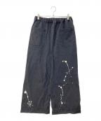 HaRiハリ）の古着「ペンキ加工 ヘリンボーン イージーパンツ」｜ブラック