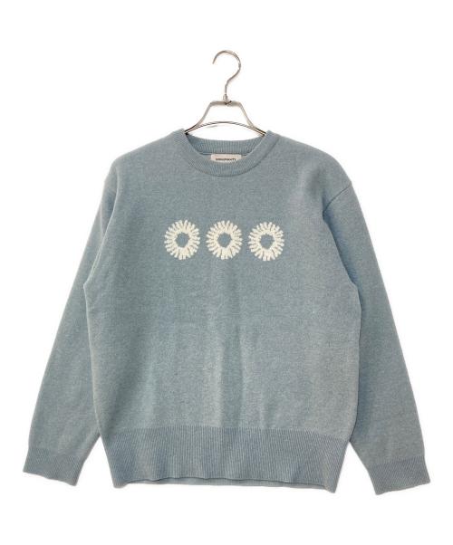 999HUMANITY（999ヒューマニティ）999HUMANITY (999ヒューマニティ) LAMBSWOOL LOGO CREWNECK KNIT ブルー サイズ:1の古着・服飾アイテム