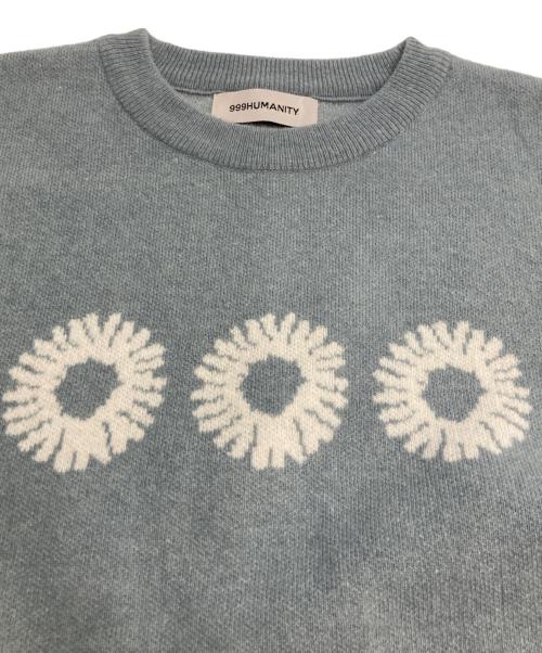 999HUMANITY（999ヒューマニティ）999HUMANITY (999ヒューマニティ) LAMBSWOOL LOGO CREWNECK KNIT ブルー サイズ:1の古着・服飾アイテム
