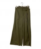 Open Sesame Clubオープンセサミクラブ）の古着「asymmetry wide pants アシンメトリーワイドパンツ」｜グリーン
