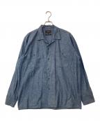 BEAMS PLUSビームスプラス）の古着「シャンブレー ミリタリー オープンカラーシャツ」｜ブルー