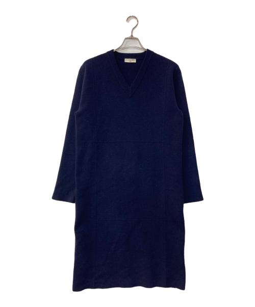 BALENCIAGA（バレンシアガ）BALENCIAGA (バレンシアガ) 紺Vネックニットワンピース ネイビー サイズ:36の古着・服飾アイテム