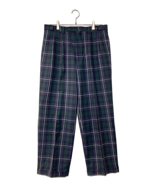 Christian Dior Sports（クリスチャン ディオールスポーツ）Christian Dior Sports (クリスチャン ディオールスポーツ) チェックウールパンツ グリーン×パープル サイズ:88の古着・服飾アイテム