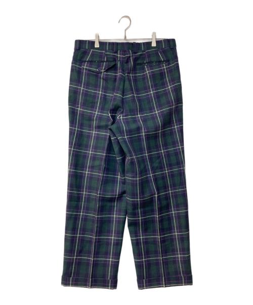 Christian Dior Sports（クリスチャン ディオールスポーツ）Christian Dior Sports (クリスチャン ディオールスポーツ) チェックウールパンツ グリーン×パープル サイズ:88の古着・服飾アイテム
