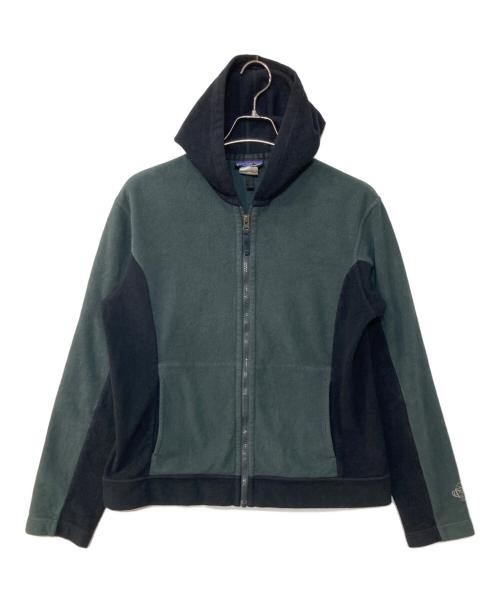 Patagonia（パタゴニア）Patagonia (パタゴニア) フリースジップフーディー グリーン×ブラック サイズ:Lの古着・服飾アイテム