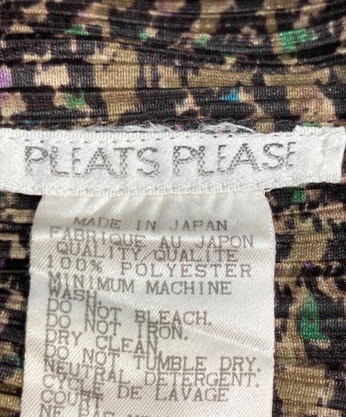 PLEATS PLEASE（プリーツプリーズ）PLEATS PLEASE (プリーツプリーズ) 総柄プリーツカットソー ベージュ×ブラック サイズ:3の古着・服飾アイテム