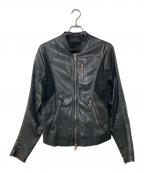 DIESEL Black Goldディーゼル ブラック ゴールド）の古着「ラムレザーシングルライダースジャケット」｜ブラック