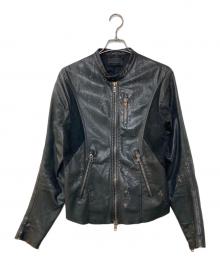 DIESEL Black Gold（ディーゼル ブラック ゴールド）の古着「ラムレザーシングルライダースジャケット」｜ブラック