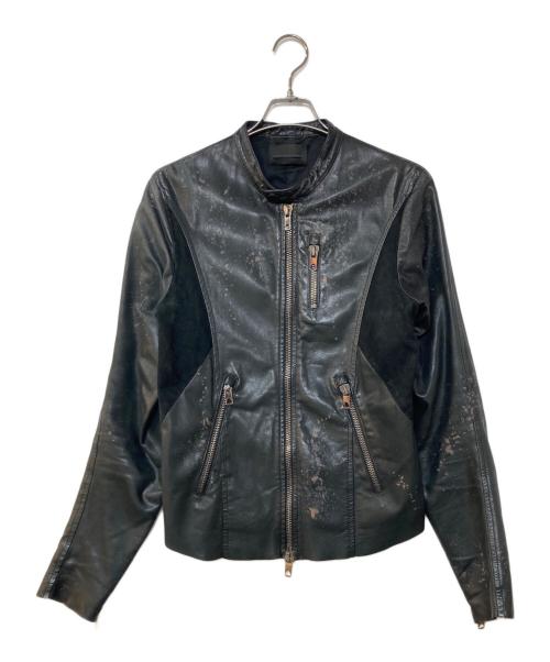 DIESEL Black Gold（ディーゼル ブラック ゴールド）DIESEL Black Gold (ディーゼル ブラック ゴールド) ラムレザーシングルライダースジャケット ブラック サイズ:46の古着・服飾アイテム