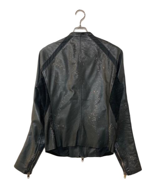 DIESEL Black Gold（ディーゼル ブラック ゴールド）DIESEL Black Gold (ディーゼル ブラック ゴールド) ラムレザーシングルライダースジャケット ブラック サイズ:46の古着・服飾アイテム