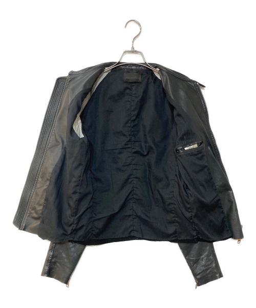 DIESEL Black Gold（ディーゼル ブラック ゴールド）DIESEL Black Gold (ディーゼル ブラック ゴールド) ラムレザーシングルライダースジャケット ブラック サイズ:46の古着・服飾アイテム