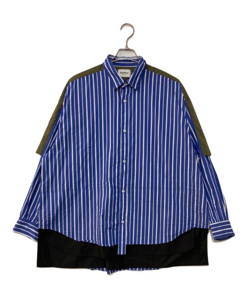 seesew（シーソー）seesew (シーソー) FAKE BLOCKING OVER SHIRT/フェイクブロッキングオーバーシャツ ブルー×オリーブ サイズ:Mの古着・服飾アイテム