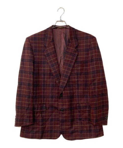 Yves Saint Laurent（イヴサンローラン）Yves Saint Laurent (イヴサンローラン) 80s プレイドチェック テーラードジャケット ボルドー サイズ:C-100 W-90 T-180の古着・服飾アイテム