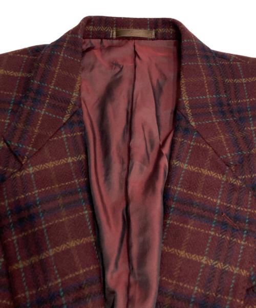 Yves Saint Laurent（イヴサンローラン）Yves Saint Laurent (イヴサンローラン) 80s プレイドチェック テーラードジャケット ボルドー サイズ:C-100 W-90 T-180の古着・服飾アイテム