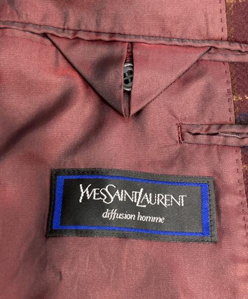 Yves Saint Laurent（イヴサンローラン）Yves Saint Laurent (イヴサンローラン) 80s プレイドチェック テーラードジャケット ボルドー サイズ:C-100 W-90 T-180の古着・服飾アイテム