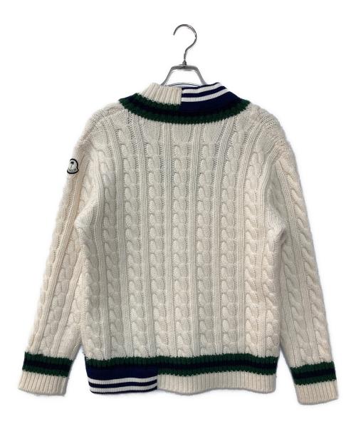 MONCLER GENIUS（モンクレール ジーニアス）MONCLER GENIUS (モンクレール ジーニアス) Palm Angels (パーム エンジェルス) ケーブルVネックニット ホワイト サイズ:XSの古着・服飾アイテム