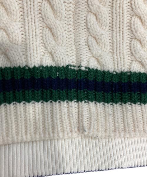 MONCLER GENIUS（モンクレール ジーニアス）MONCLER GENIUS (モンクレール ジーニアス) Palm Angels (パーム エンジェルス) ケーブルVネックニット ホワイト サイズ:XSの古着・服飾アイテム