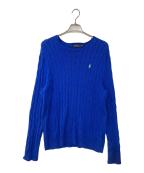 POLO RALPH LAURENポロ・ラルフローレン）の古着「ミニポニー刺繍ケーブルニット」｜ブルー