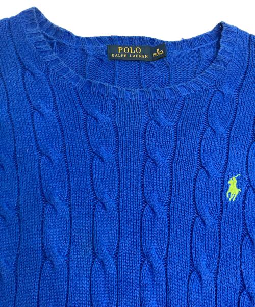 POLO RALPH LAUREN（ポロ・ラルフローレン）POLO RALPH LAUREN (ポロ・ラルフローレン) ミニポニー刺繍ケーブルニット ブルー サイズ:Mの古着・服飾アイテム