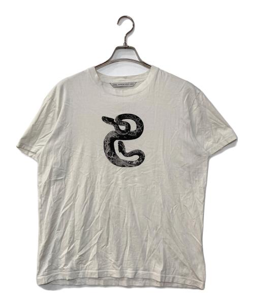 JOHN LAWRENCE SULLIVAN（ジョン ローレンス サリバン）JOHN LAWRENCE SULLIVAN (ジョン ローレンス サリバン) SNAKE PRINT T-SHIRT ホワイト サイズ:Lの古着・服飾アイテム