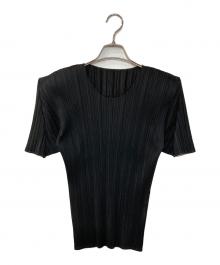 PLEATS PLEASE（プリーツプリーズ）の古着「半袖プリーツカットソー」｜ブラック