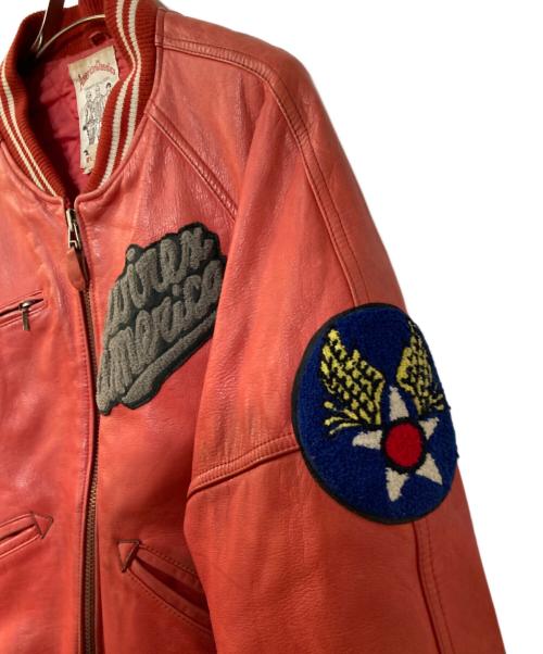 AVIREX（アヴィレックス）AVIREX (アヴィレックス) ヴィンテージレザースタジャン レッド サイズ:Mの古着・服飾アイテム