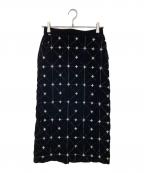 BELPERベルパー）の古着「Embroidery velvet skirt」｜ブラック