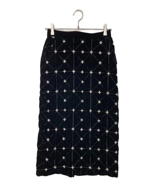 BELPER（ベルパー）BELPER (ベルパー) Embroidery velvet skirt ブラック サイズ:1の古着・服飾アイテム