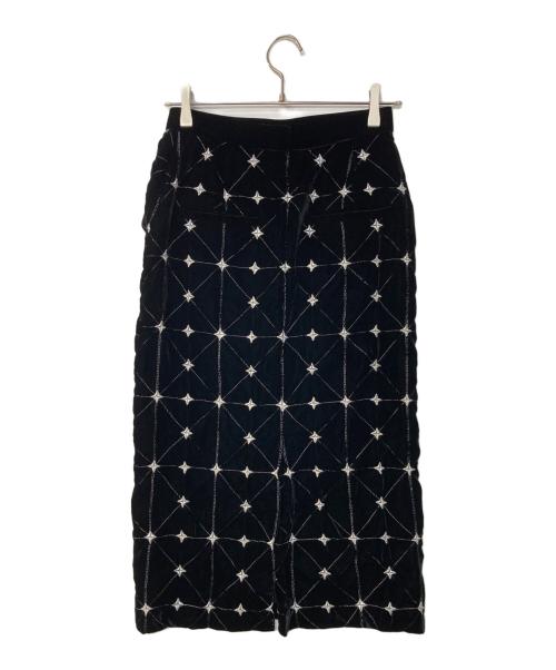BELPER（ベルパー）BELPER (ベルパー) Embroidery velvet skirt ブラック サイズ:1の古着・服飾アイテム