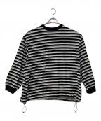 is-nessイズネス）の古着「BALLOON STRIPES LONG SLEEVE T SHIRT」｜ホワイト×ブラック