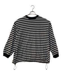 is-ness（イズネス）の古着「BALLOON STRIPES LONG SLEEVE T SHIRT」｜ホワイト×ブラック