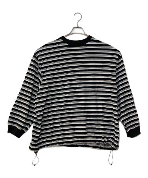 is-ness（イズネス）is-ness (イズネス) BALLOON STRIPES LONG SLEEVE T SHIRT ホワイト×ブラック サイズ:Lの古着・服飾アイテム