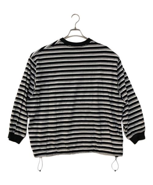 is-ness（イズネス）is-ness (イズネス) BALLOON STRIPES LONG SLEEVE T SHIRT ホワイト×ブラック サイズ:Lの古着・服飾アイテム
