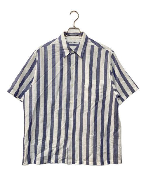 WACKO MARIA（ワコマリア）WACKO MARIA (ワコマリア) SOKTAS / STRIPED REGULAR COLLAR SHIRT S/S (TYPE-1) ブルー×ホワイト サイズ:Lの古着・服飾アイテム