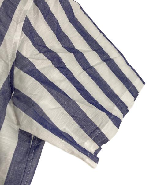 WACKO MARIA（ワコマリア）WACKO MARIA (ワコマリア) SOKTAS / STRIPED REGULAR COLLAR SHIRT S/S (TYPE-1) ブルー×ホワイト サイズ:Lの古着・服飾アイテム