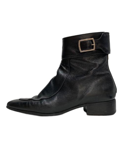 Saint Laurent Paris（サンローランパリ）Saint Laurent Paris (サンローランパリ) ベルテッド スクエアトゥバックジップ レザーブーツ ブラック サイズ:41の古着・服飾アイテム