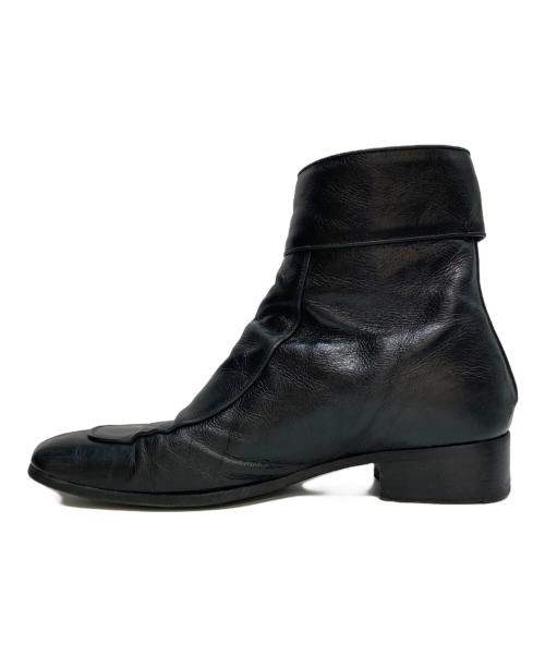 Saint Laurent Paris（サンローランパリ）Saint Laurent Paris (サンローランパリ) ベルテッド スクエアトゥバックジップ レザーブーツ ブラック サイズ:41の古着・服飾アイテム