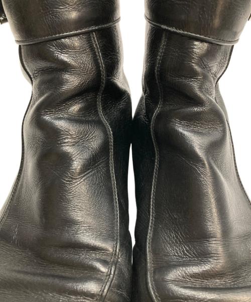 Saint Laurent Paris（サンローランパリ）Saint Laurent Paris (サンローランパリ) ベルテッド スクエアトゥバックジップ レザーブーツ ブラック サイズ:41の古着・服飾アイテム