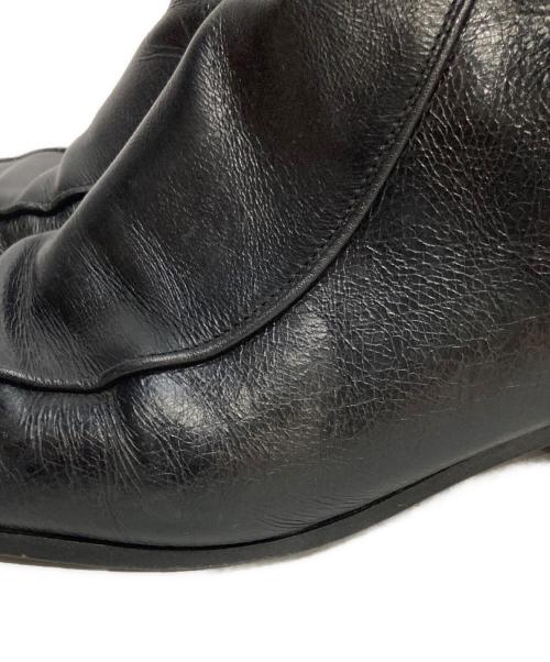Saint Laurent Paris（サンローランパリ）Saint Laurent Paris (サンローランパリ) ベルテッド スクエアトゥバックジップ レザーブーツ ブラック サイズ:41の古着・服飾アイテム