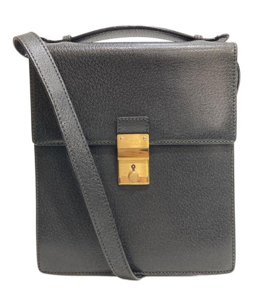 GUCCI（グッチ）GUCCI (グッチ) 2WAY レザーショルダーバッグ ブラックの古着・服飾アイテム