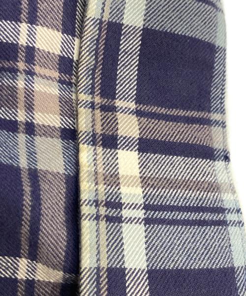 Maison Margiela（メゾンマルジェラ）Maison Margiela (メゾンマルジェラ) レザーエルボーパッチ チェックフランネルシャツ ネイビー×グレー サイズ:46の古着・服飾アイテム