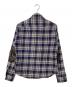 Maison Margiela (メゾンマルジェラ) レザーエルボーパッチ チェックフランネルシャツ ネイビー×グレー サイズ:46：15000円
