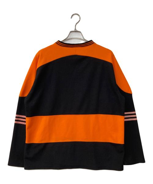 adidas（アディダス）adidas (アディダス) Vネックカットソー オレンジ×ブラック サイズ:不明の古着・服飾アイテム