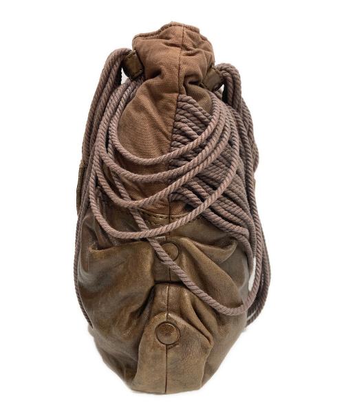 DIESEL（ディーゼル）DIESEL (ディーゼル) ロープレザー トートバッグ/Rope Leather Shoulder Bag オリーブ×ブラウンの古着・服飾アイテム